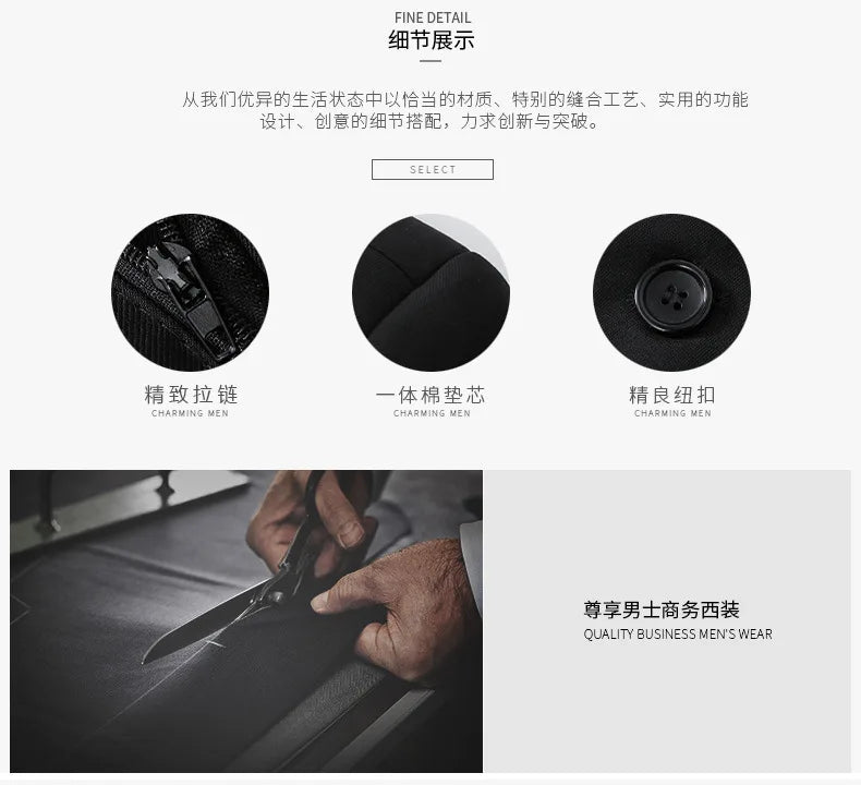 S-7XL Suit (Blazer+vest+pants) Business Dinner Gentleman Slim Gentleman Men British Style Dress Best Man Solid Color Group Suit