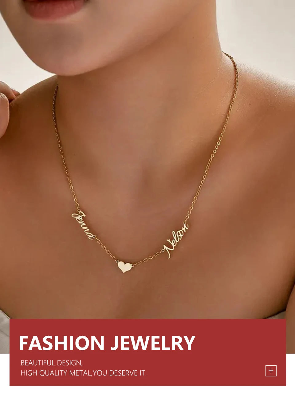 Lemegeton Customized Name Necklace Custom Multiple Name Pendant Stainless Steel Jewelry for Women Girl Personalized Family Gifts