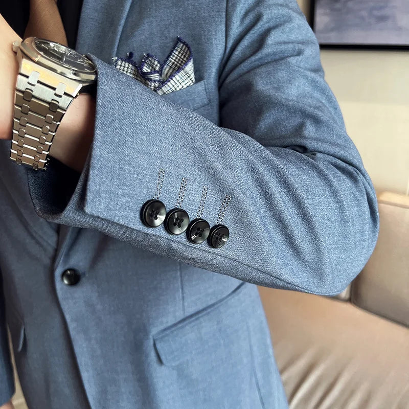 High quality fashion business (suit + vest + trousers) British style men's casual boutique handsome three-piece set