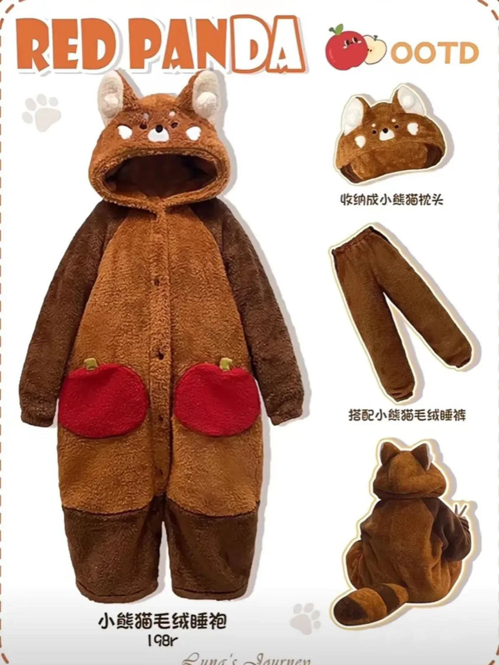 Pyjama de dessin animé pour femme, vêtements de nuit, robe de nuit, cosplay animal, robes épaisses, chaud, maison, hiver, raton