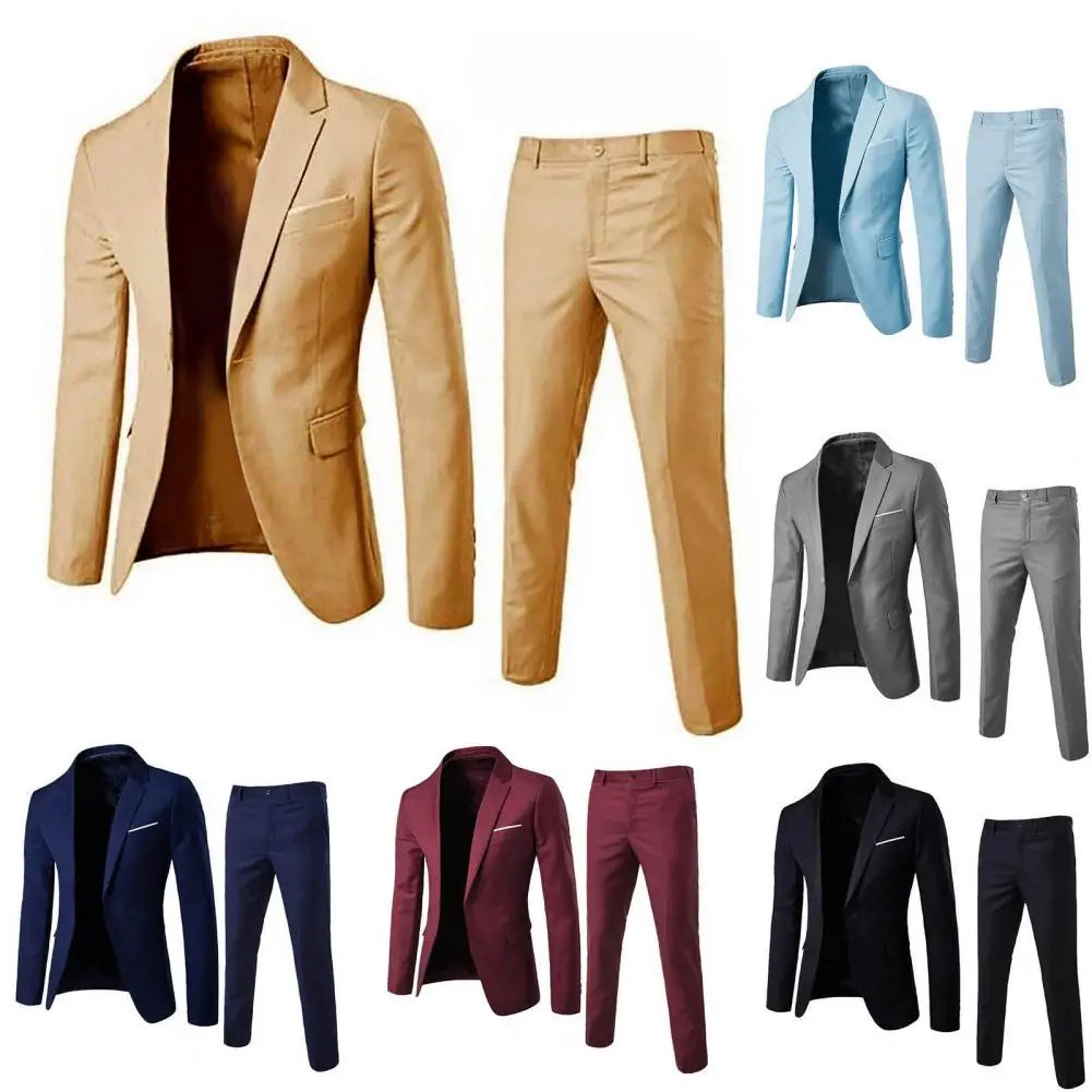 Men Pants Formal 2pcs Suits Men Wedding Prom Suit Slim Fit Business Work Wear Suits Groom Jacket Men Formal Suit Pants