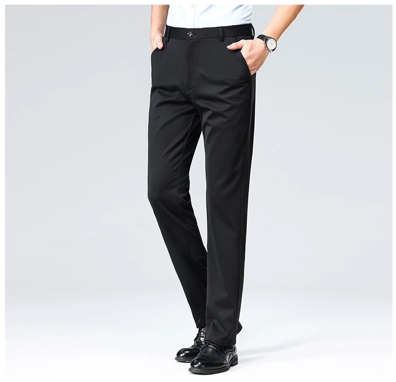 Mens Formal Dress Pants  Business Casual Suit Pants Black Navy Elastic Wrinkle Resistant  Long Pants Daily Work Pants