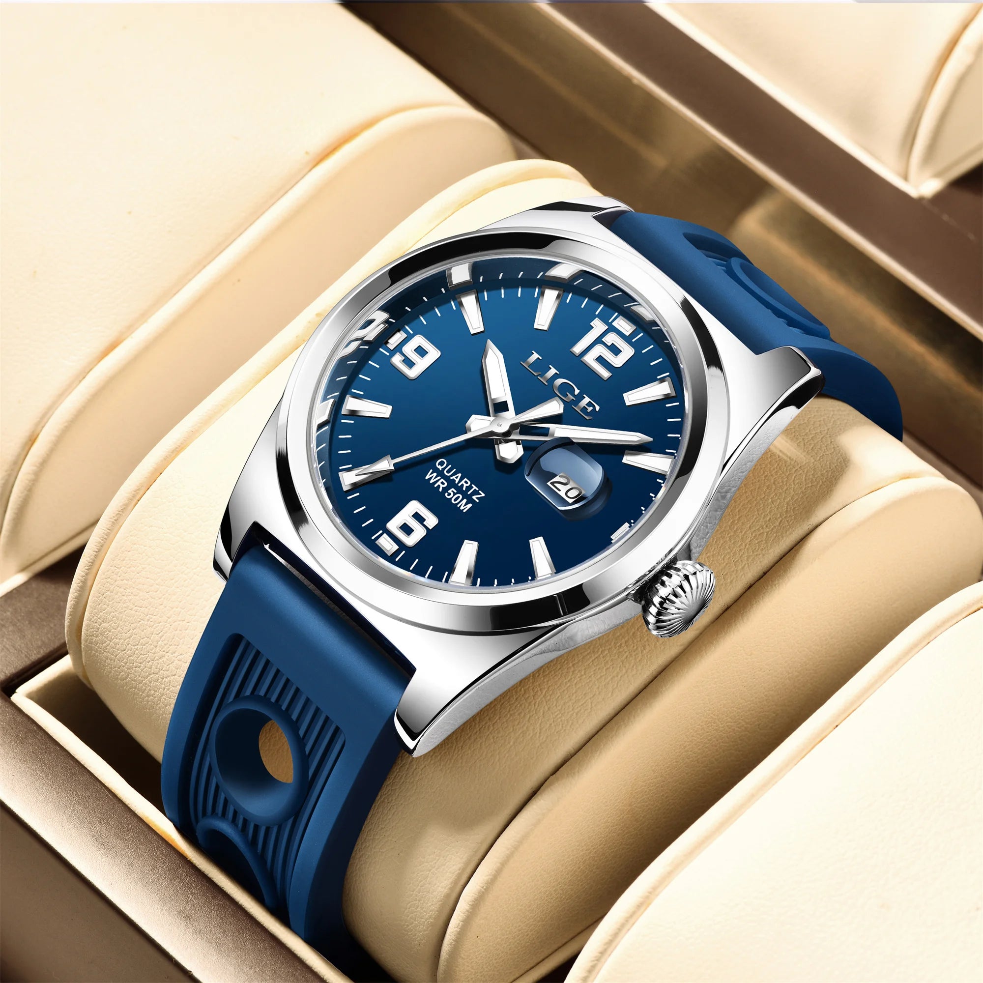 LIGE Luxury Watch Business Waterproof Male Clock Luminous Date Square Quartz Men Watch Montre Pour Hommes reloj hombre +Box