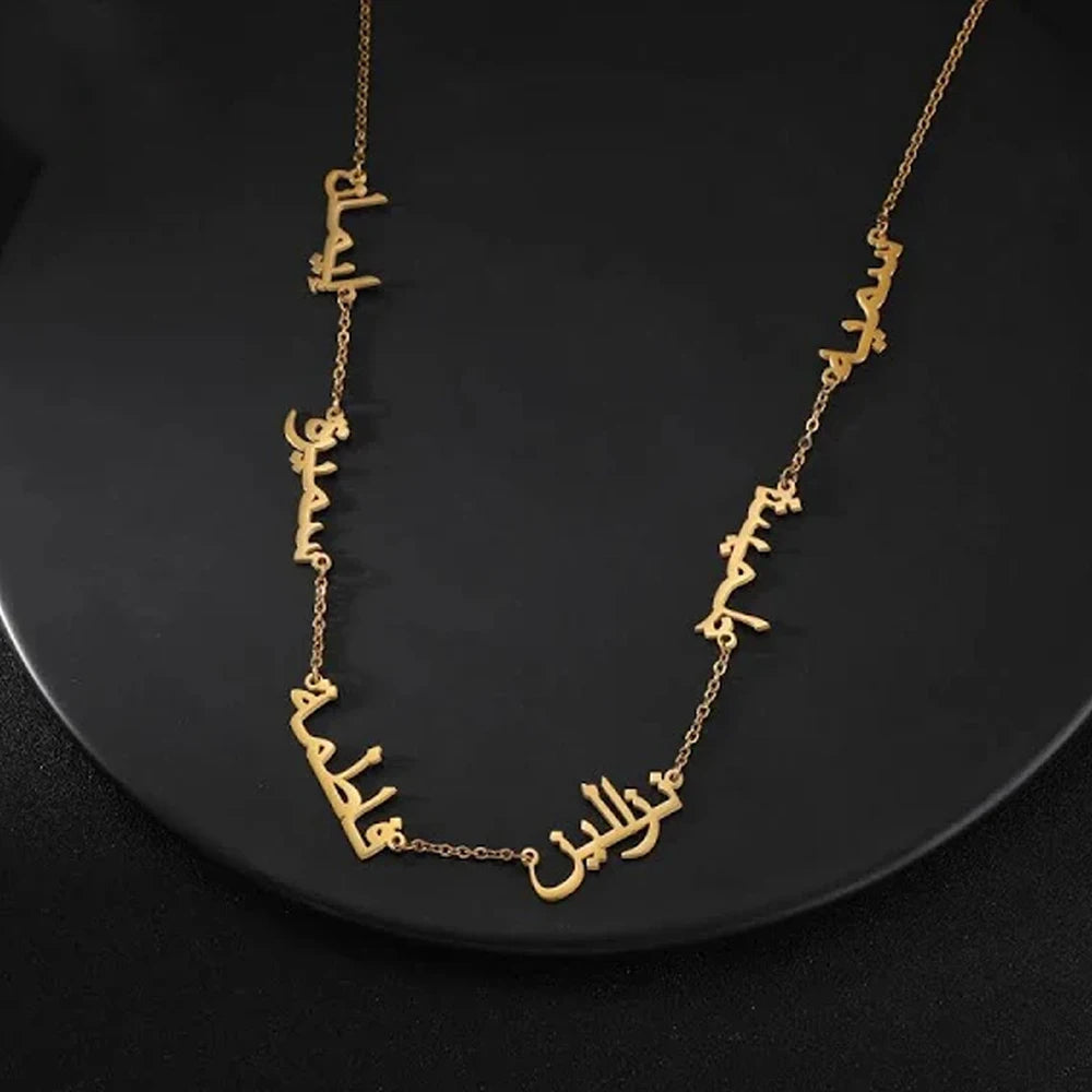 Lemegeton Customized Name Necklace Custom Multiple Name Pendant Stainless Steel Jewelry for Women Girl Personalized Family Gifts