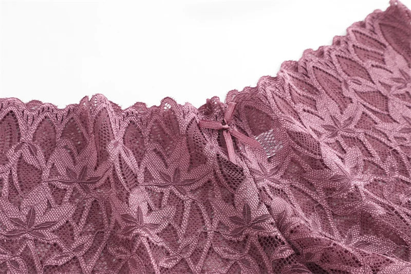 4PCS Women Floral Lace Panties Sexy Perspective Underwear V Waist Solid Color Underpants Female Breathable Intimates Lingerie