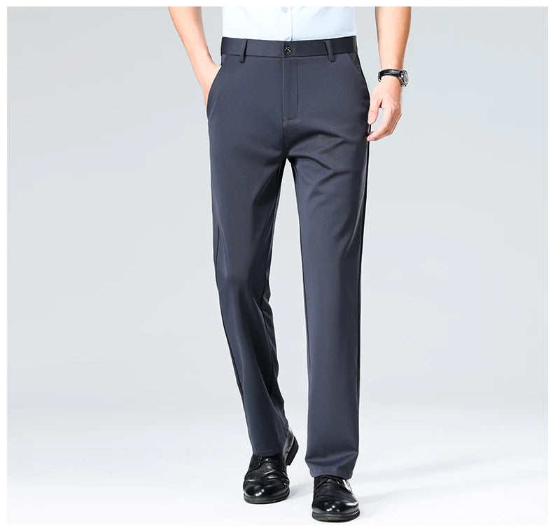 Mens Formal Dress Pants  Business Casual Suit Pants Black Navy Elastic Wrinkle Resistant  Long Pants Daily Work Pants