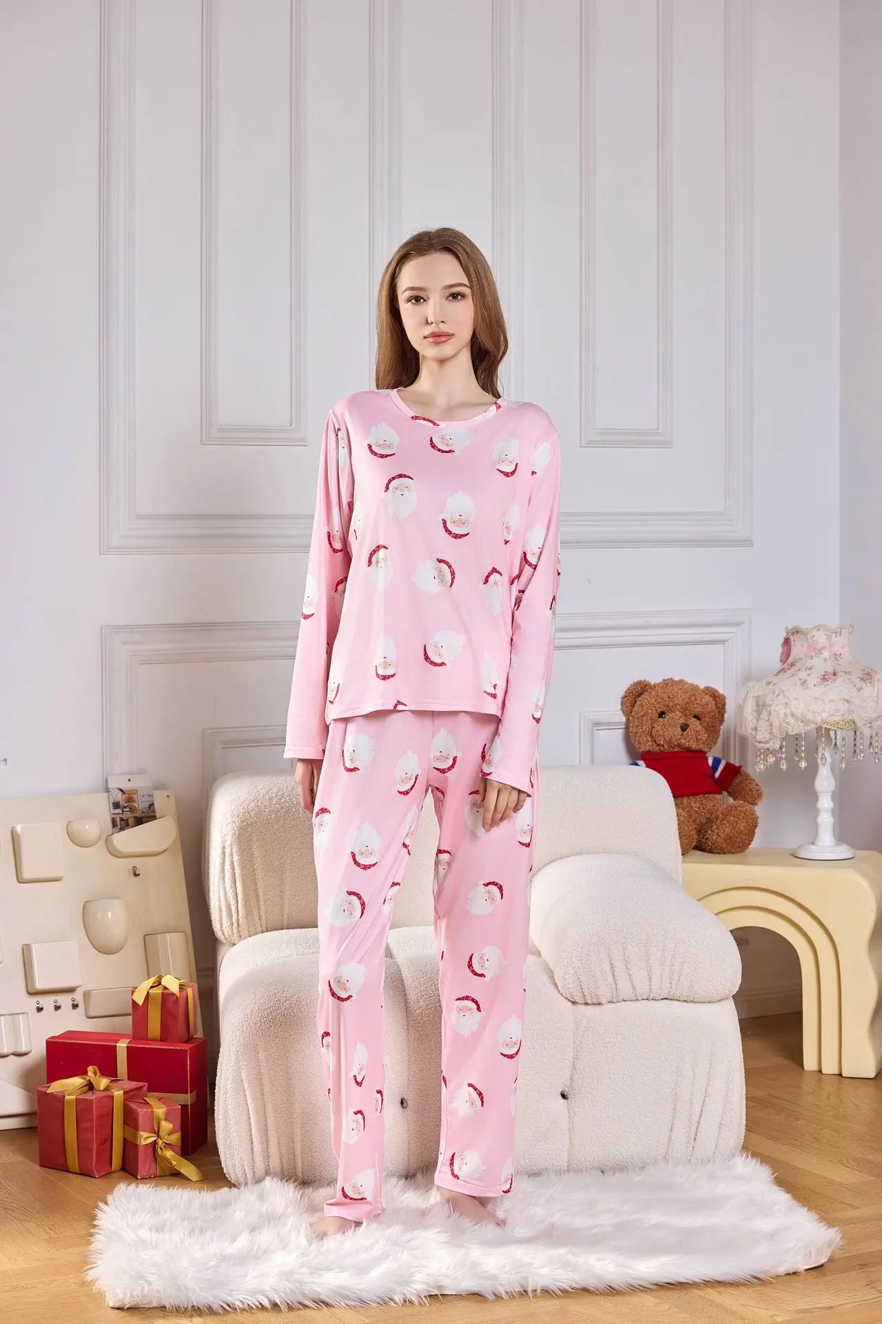 Women's Pajamas Comfortable Cartoon Printed Two-piece Set Milk Silk Loungewear