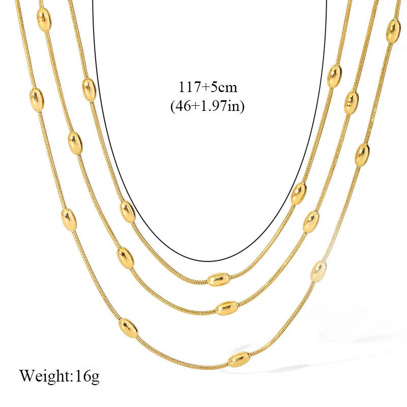 EILIECK 316L Stainless Steel Gold Silver Color Multi Layers Necklace For Women Fashion Waterproof Neck Chain Jewelry Gift Bijoux