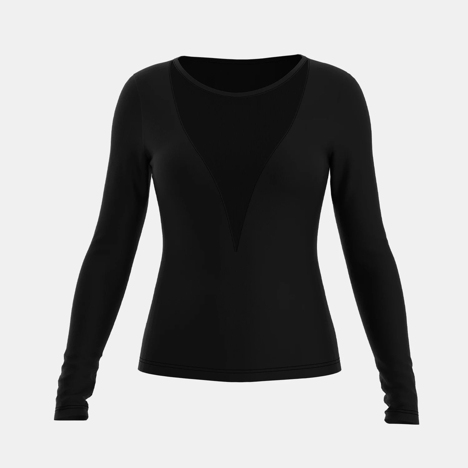 Women'S T-Shirts Autumn Fitting Slim Black See-Through Long Sleeve Round-Neck Fashion Sexy T-Shirts