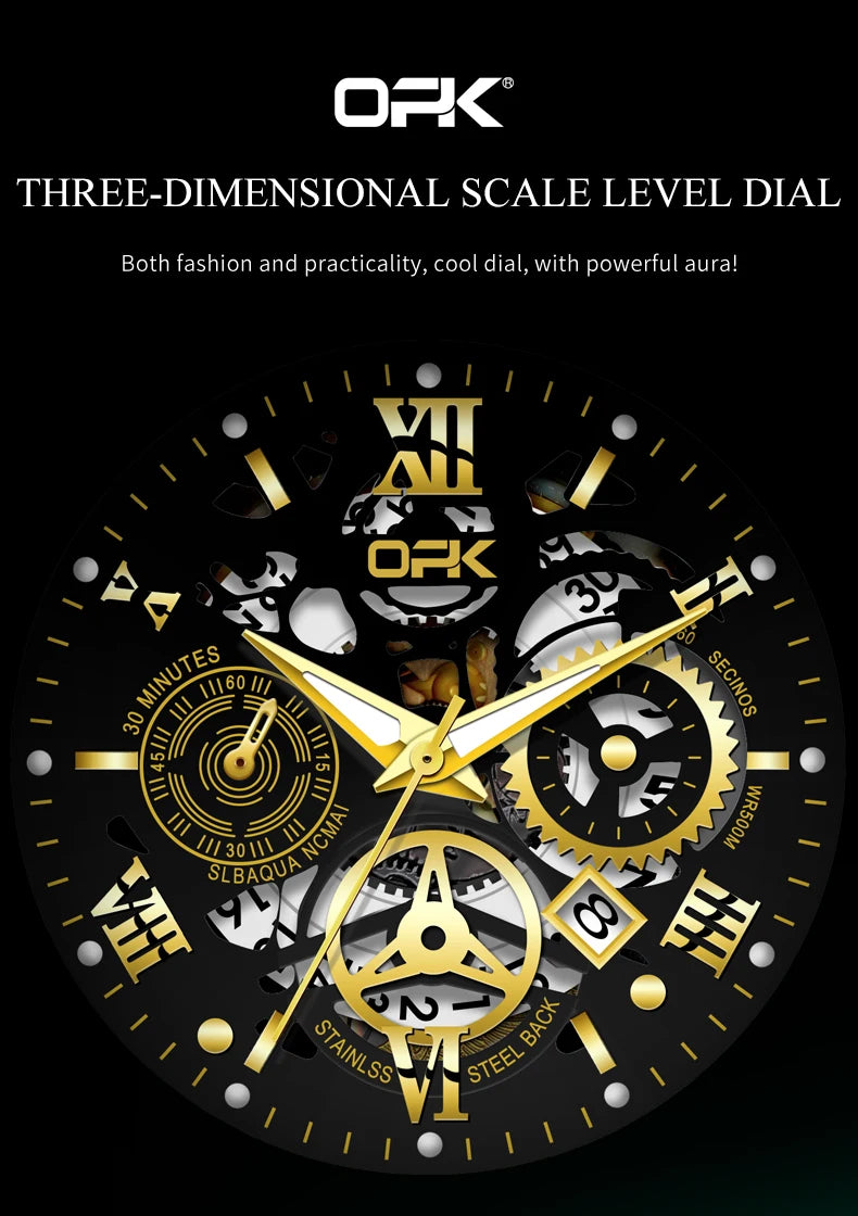 OPK8135 Men's Watch, Steel Band with Night Glow Waterproof