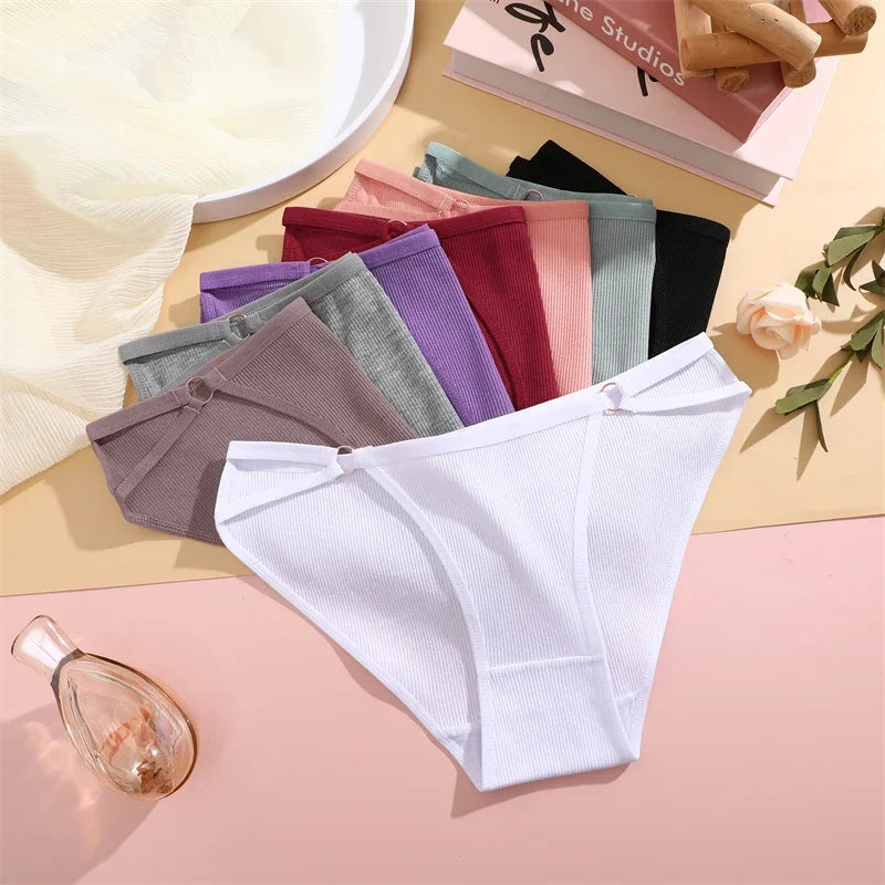 3PCS Women's Panties Sexy Breathable Underwear Comfortable Lingerie Cotton Striped Briefs Fashion Cozy Underpants Sale