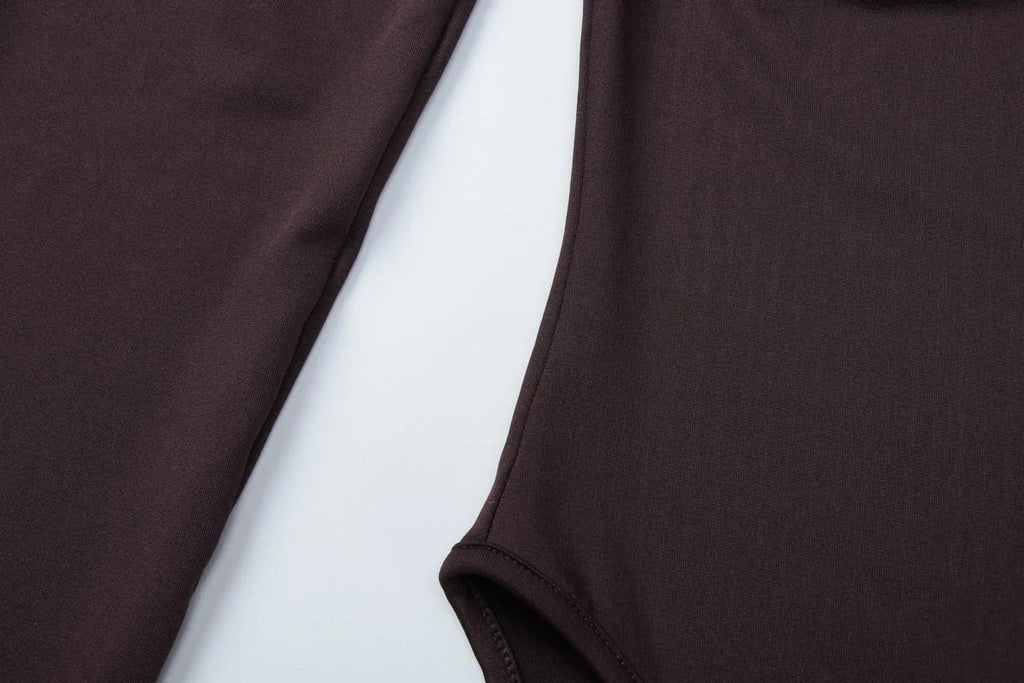 Dulzura O-Neck Long Sleeve Shirring Slim Bodysuit Women'S Solid Casual Versatile Romper Party Club Street Autumn Winter Clothes