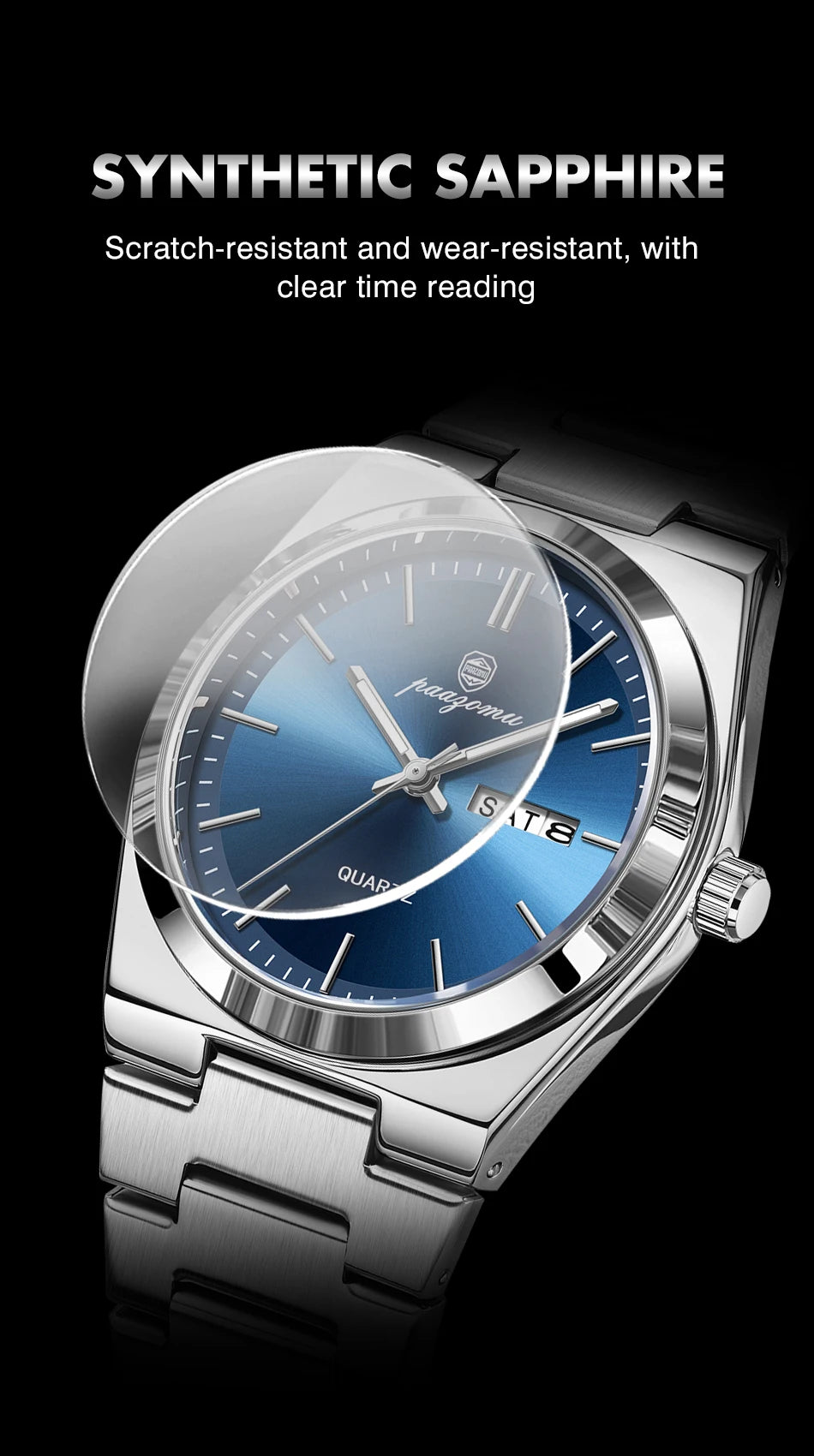 PAAZOMU Luxury Quartz Man Wristwatch Sport Men Watches Waterproof Luminous Date Week Stainless Steel Men's Watch Male Reloj+box