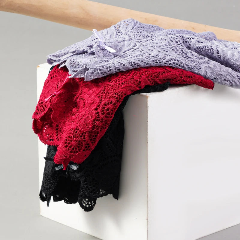 3pcs Sexy Lace Transparent Panties Women Briefs Low Waist Soft Lingerie Comfortable Female Underwear Girls Intimates Panties