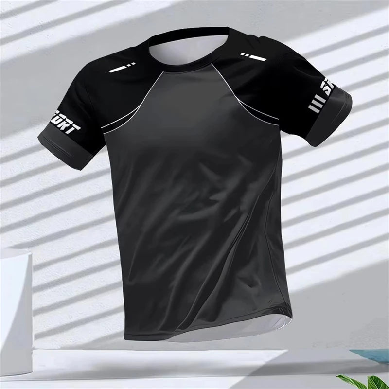 Simple Fashion Sports T-shirts For Men Summer Outdoor Short Sleeve 3D Printed T Shirts Casual Oversized Running Gym Tees Tops