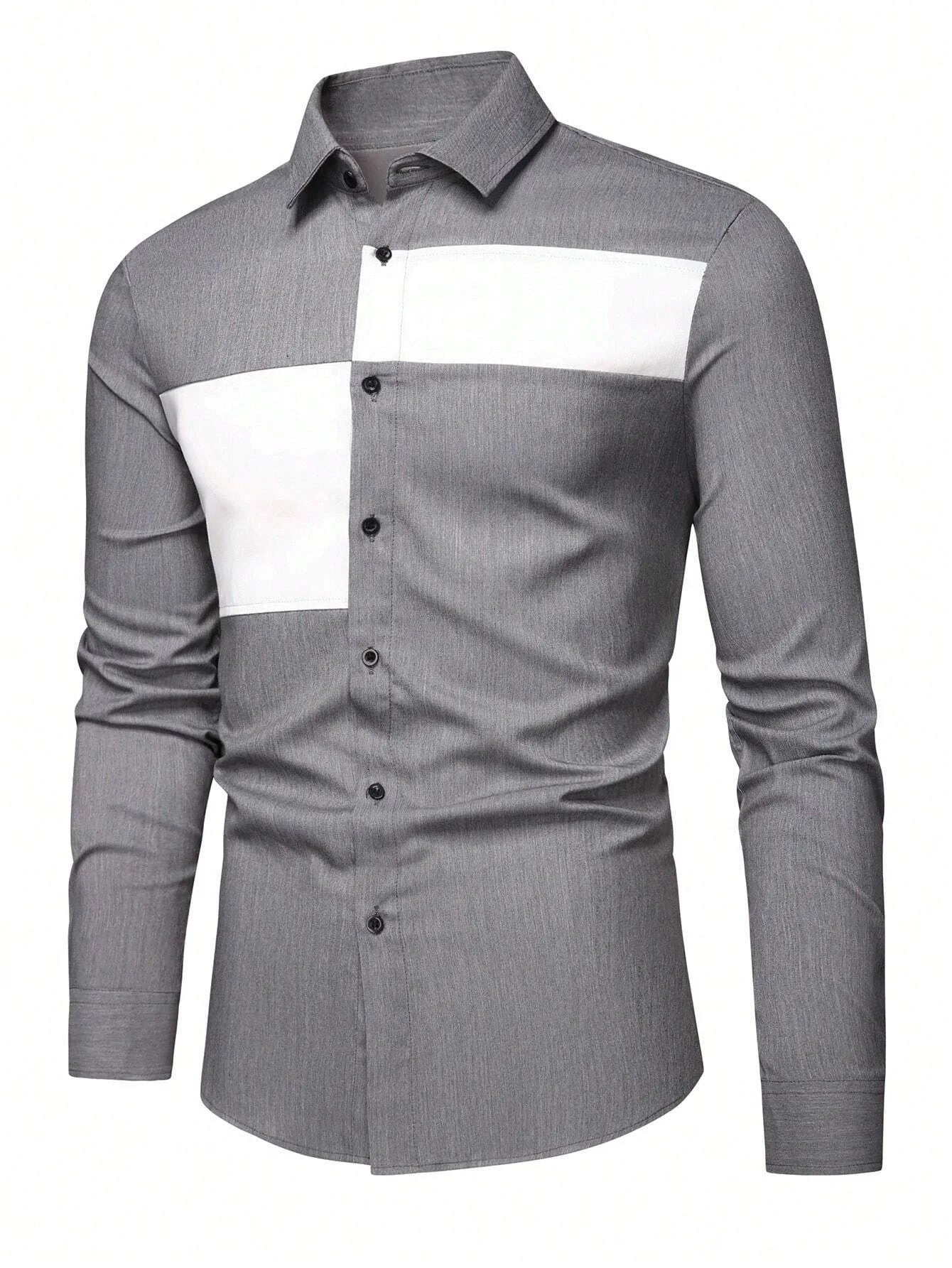 Men's Professional Long Sleeve Button-Down Dress Shirt - Versatile Office & Evening Wear