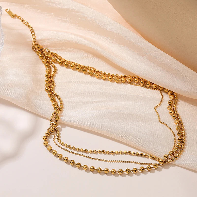 EILIECK 316L Stainless Steel Gold Silver Color Multi Layers Necklace For Women Fashion Waterproof Neck Chain Jewelry Gift Bijoux