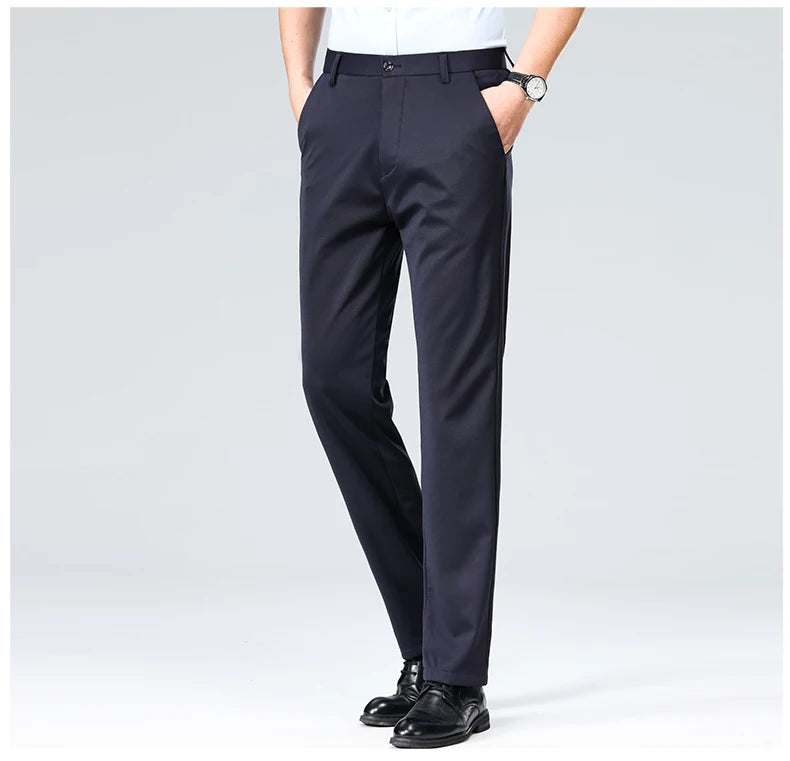Mens Formal Dress Pants  Business Casual Suit Pants Black Navy Elastic Wrinkle Resistant  Long Pants Daily Work Pants