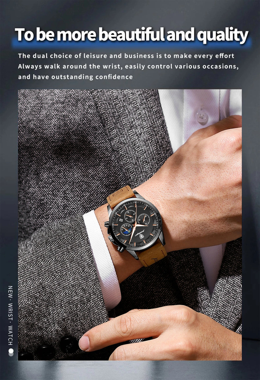 POEDAGAR Luxury Stylish Male Wristwatch Waterproof Chronograph Luminous Date Man Watch Leather Quartz Sports Men's Watches Reloj