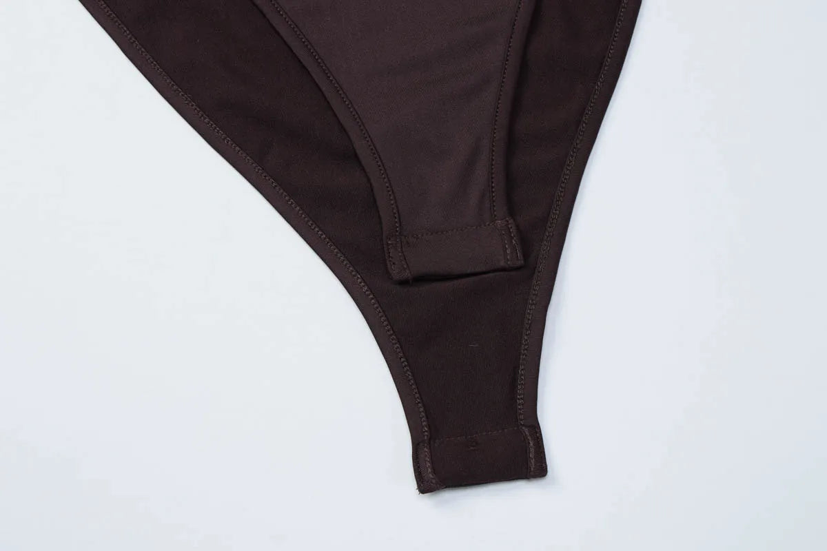 Dulzura O-Neck Long Sleeve Shirring Slim Bodysuit Women'S Solid Casual Versatile Romper Party Club Street Autumn Winter Clothes