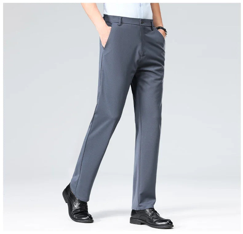 Mens Formal Dress Pants  Business Casual Suit Pants Black Navy Elastic Wrinkle Resistant  Long Pants Daily Work Pants