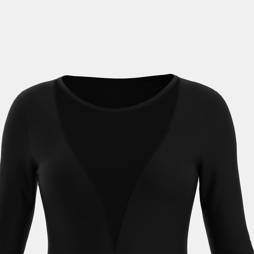 Women'S T-Shirts Autumn Fitting Slim Black See-Through Long Sleeve Round-Neck Fashion Sexy T-Shirts