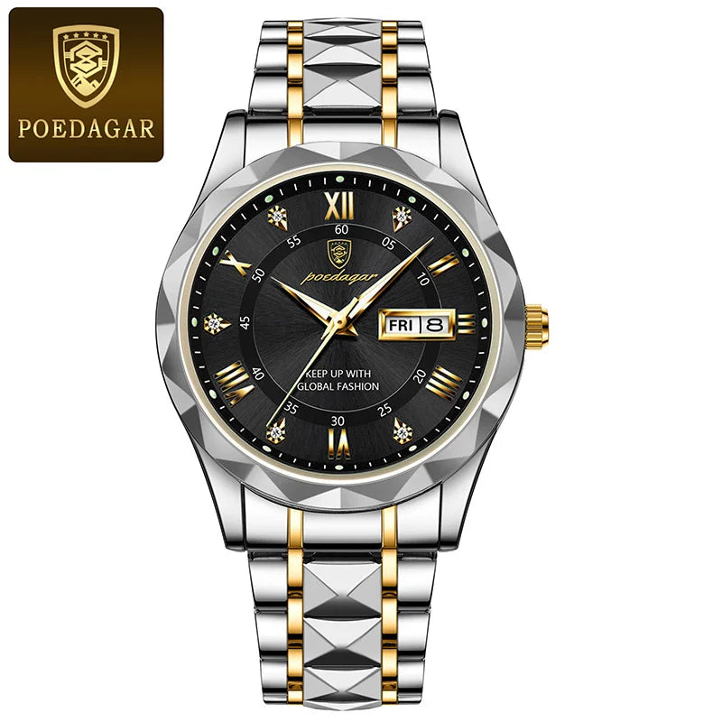 POEDAGAR Watch For Men Top Luxury Quartz Business Stainless Steel Waterproof Night Light Dating Male Watches Reloj Hombre