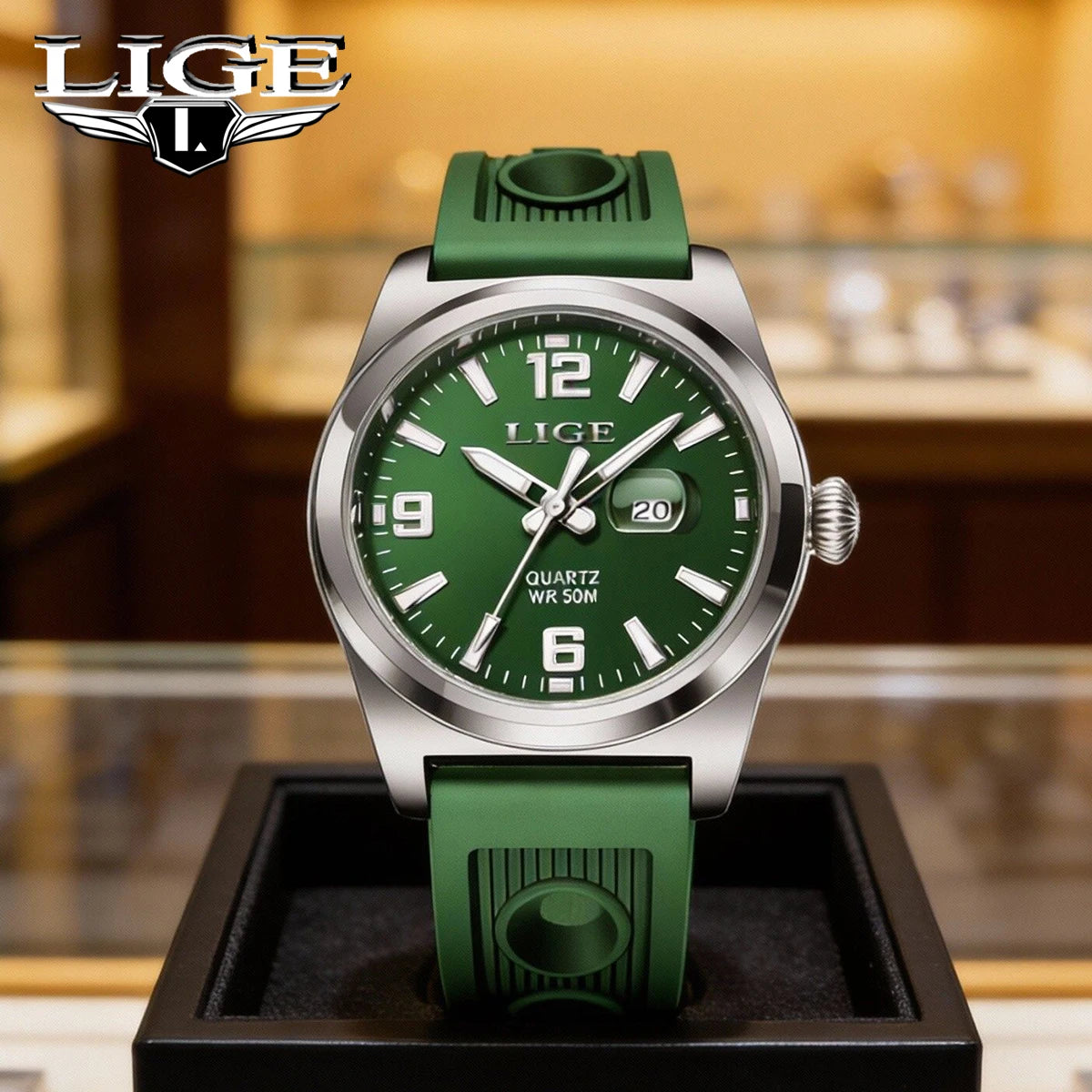LIGE Luxury Watch Business Waterproof Male Clock Luminous Date Square Quartz Men Watch Montre Pour Hommes reloj hombre +Box