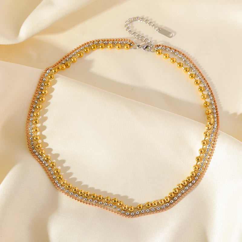 EILIECK 316L Stainless Steel Gold Silver Color Multi Layers Necklace For Women Fashion Waterproof Neck Chain Jewelry Gift Bijoux