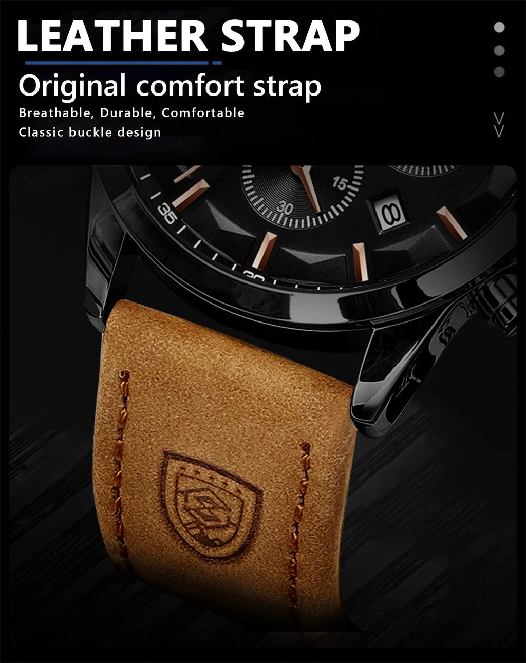 POEDAGAR Luxury Stylish Male Wristwatch Waterproof Chronograph Luminous Date Man Watch Leather Quartz Sports Men's Watches Reloj