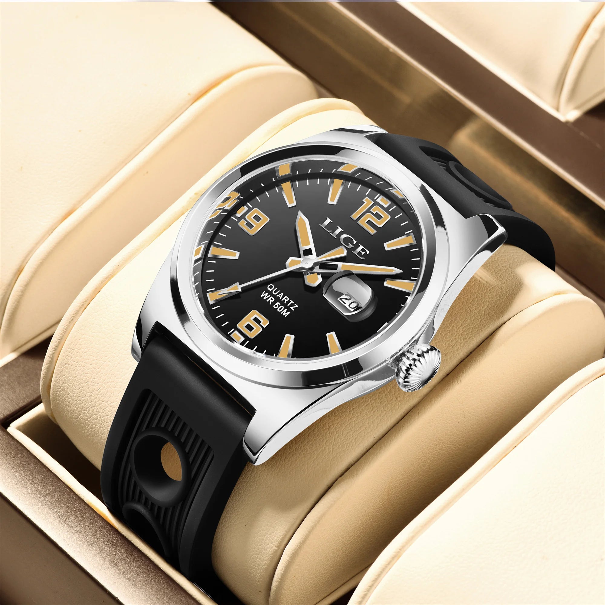 LIGE Luxury Watch Business Waterproof Male Clock Luminous Date Square Quartz Men Watch Montre Pour Hommes reloj hombre +Box