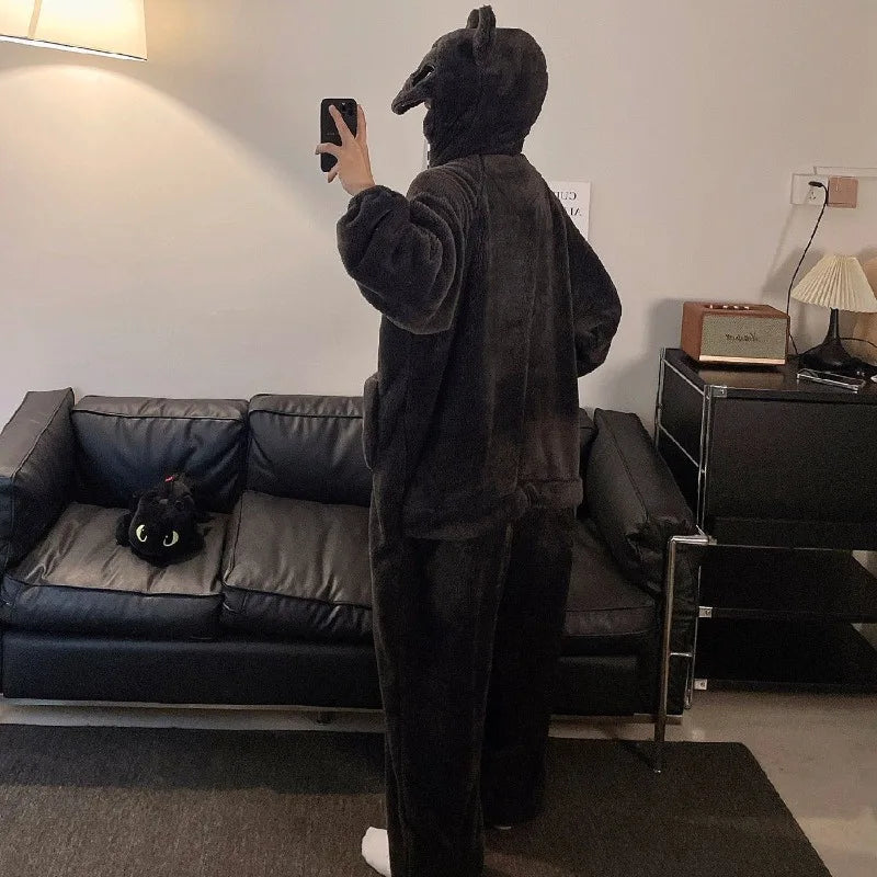 DC Cartoon Anime Batman Pajamas for Men and Women, Autumn and Winter Fashion, Creative and Stylish Casual Homewear Jumpsuit