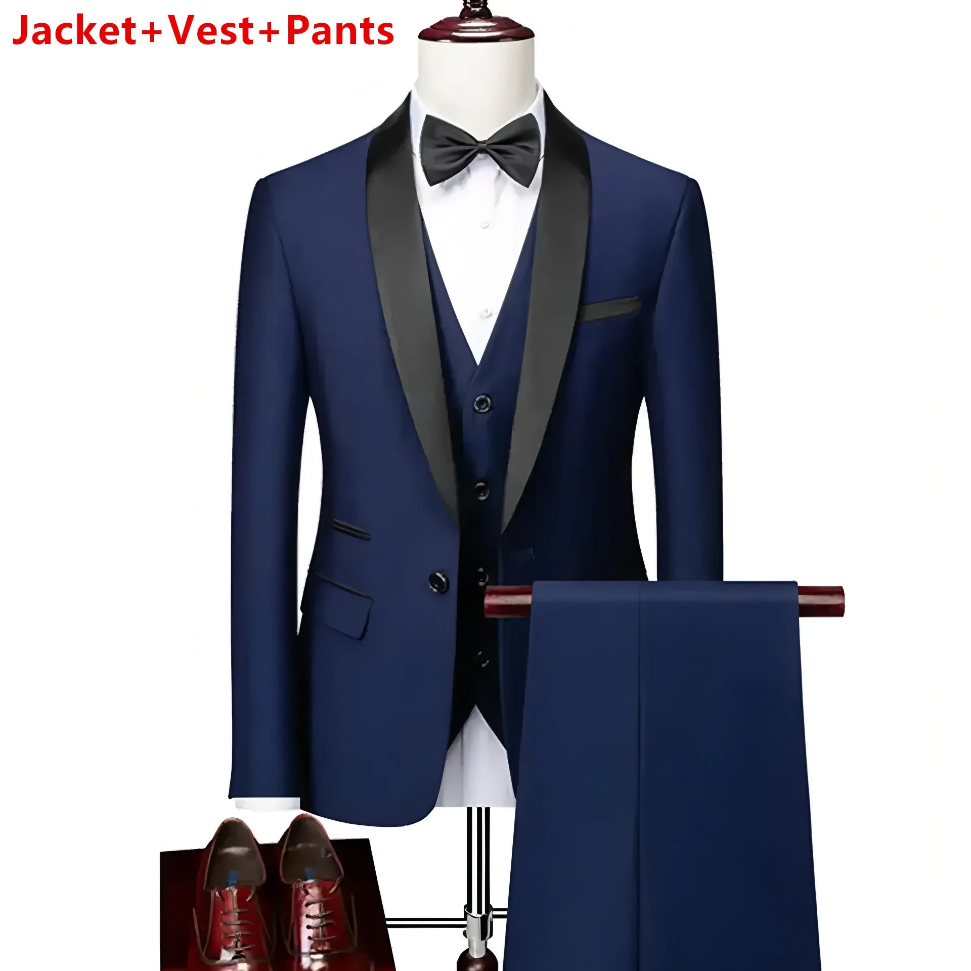 High-end Brand Formal Business Mens Suit Three-piece Groom Wedding Dress Solid Color Suit