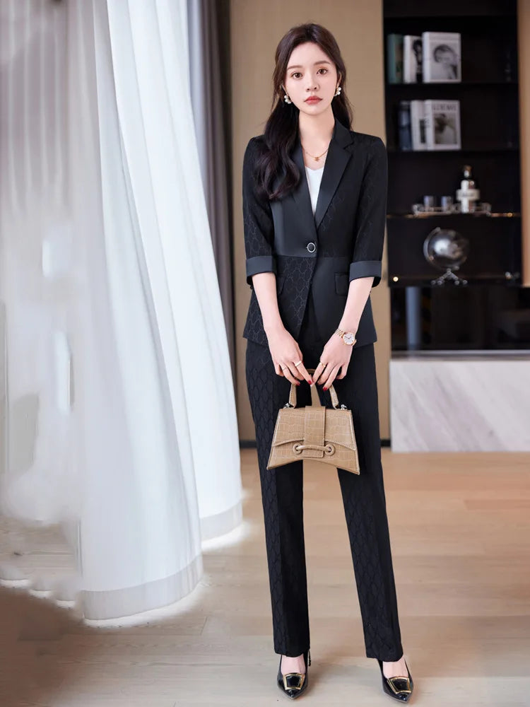 Formal Uniform Designs Pantsuits for Women OL Styles Business Work Wear Blazers Office Ladies Spring Summer Trouers Set