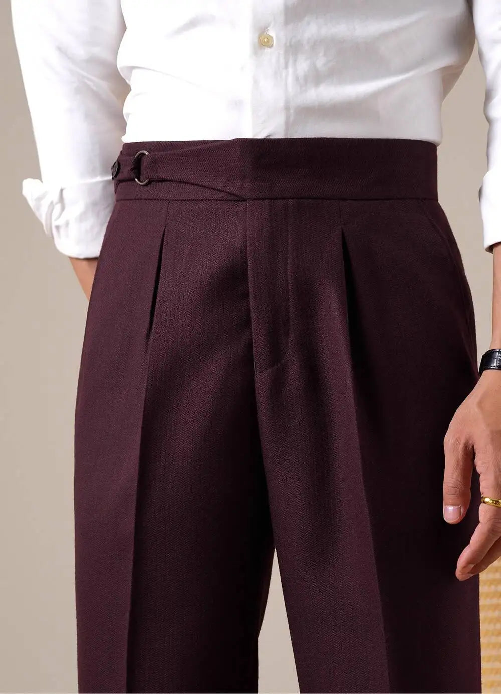 Pantalon Casual Homme Men's Casual Straight High-Waisted Single Pleat Business Suit Trousers Mens Formal Pants Social Trousers