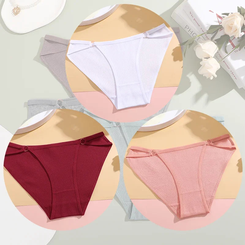 3PCS Women's Panties Sexy Breathable Underwear Comfortable Lingerie Cotton Striped Briefs Fashion Cozy Underpants Sale