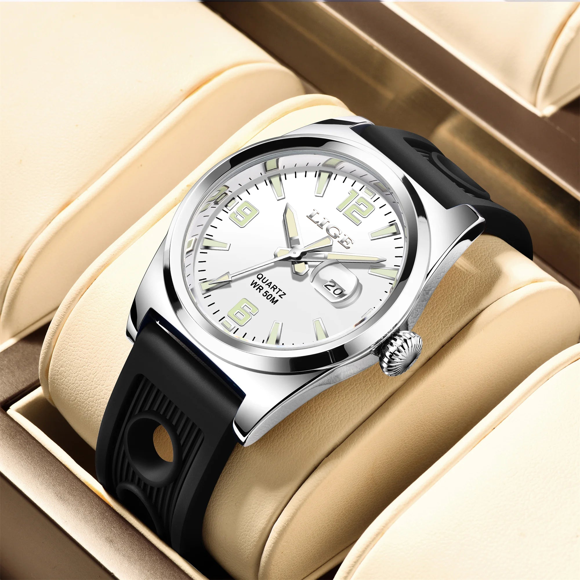 LIGE Luxury Watch Business Waterproof Male Clock Luminous Date Square Quartz Men Watch Montre Pour Hommes reloj hombre +Box