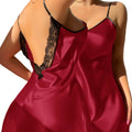 Sexy Female Lingerie Nightgown Patchwork Lace Backless Spaghetti Strap Nightdress Sleepwear Silky Satin Lounge Wear Home Dress