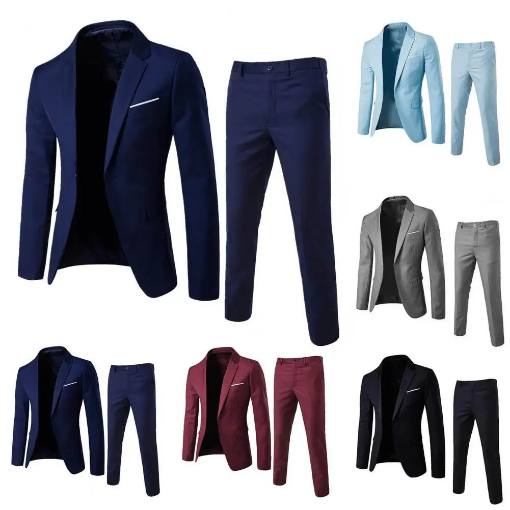 Men Pants Formal 2pcs Suits Men Wedding Prom Suit Slim Fit Business Work Wear Suits Groom Jacket Men Formal Suit Pants