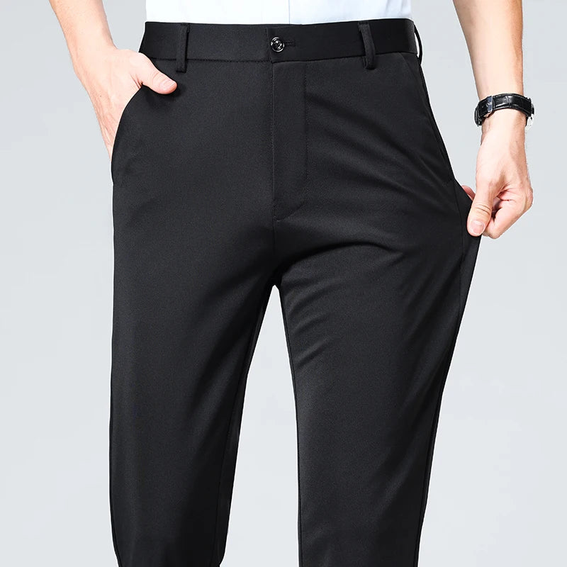 Mens Formal Dress Pants  Business Casual Suit Pants Black Navy Elastic Wrinkle Resistant  Long Pants Daily Work Pants
