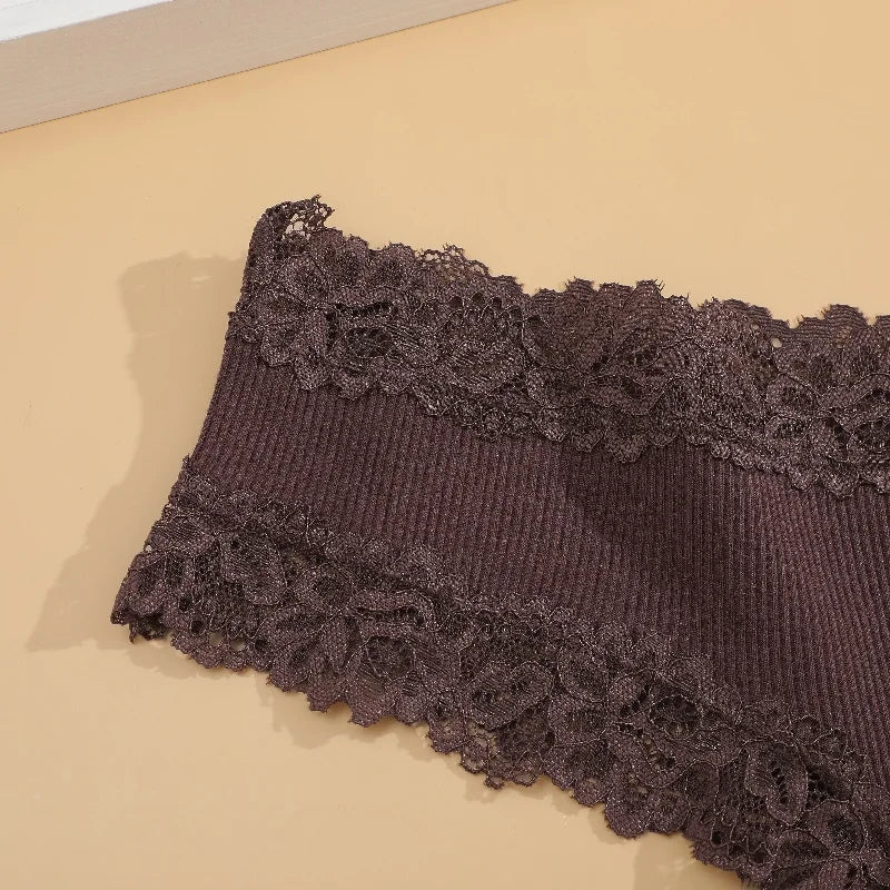 6PCS/Set Sexy Lace Cotton Panties Women Brazilian Panties Ladies Sexy Low Waist Elastic T-Back Bikini Solid Soft Lingerie S-XL