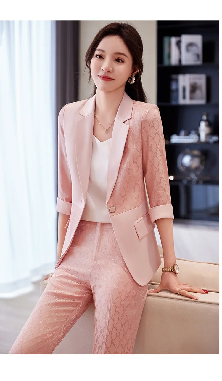 Formal Uniform Designs Pantsuits for Women OL Styles Business Work Wear Blazers Office Ladies Spring Summer Trouers Set
