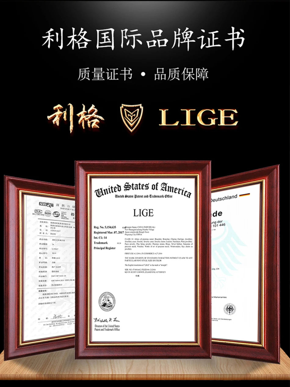 LIGE Luxury Watch Business Waterproof Male Clock Luminous Date Square Quartz Men Watch Montre Pour Hommes reloj hombre +Box