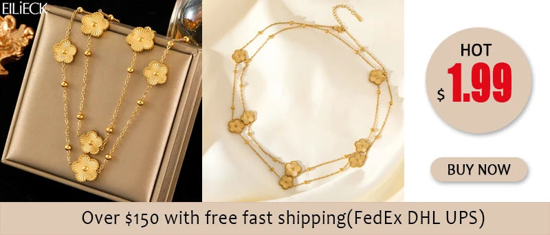 EILIECK 316L Stainless Steel Gold Silver Color Multi Layers Necklace For Women Fashion Waterproof Neck Chain Jewelry Gift Bijoux